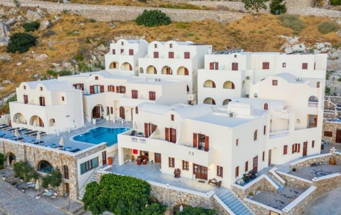 Griechenland Santorin Hotel Epavlis Außenansicht